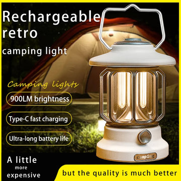 Camping lights  Portable Camping Light  Rechargeable lamp Retro style lamp Dimmable Suitable for picnics, hiking and camping