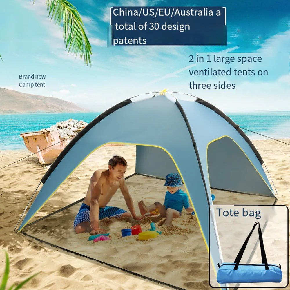 Camping Tent Windproof Awning Outdoor Beach Sun Shade UV Ultralight Beach Canopy Tents for Travel Picnic Camping Fishing Picnics