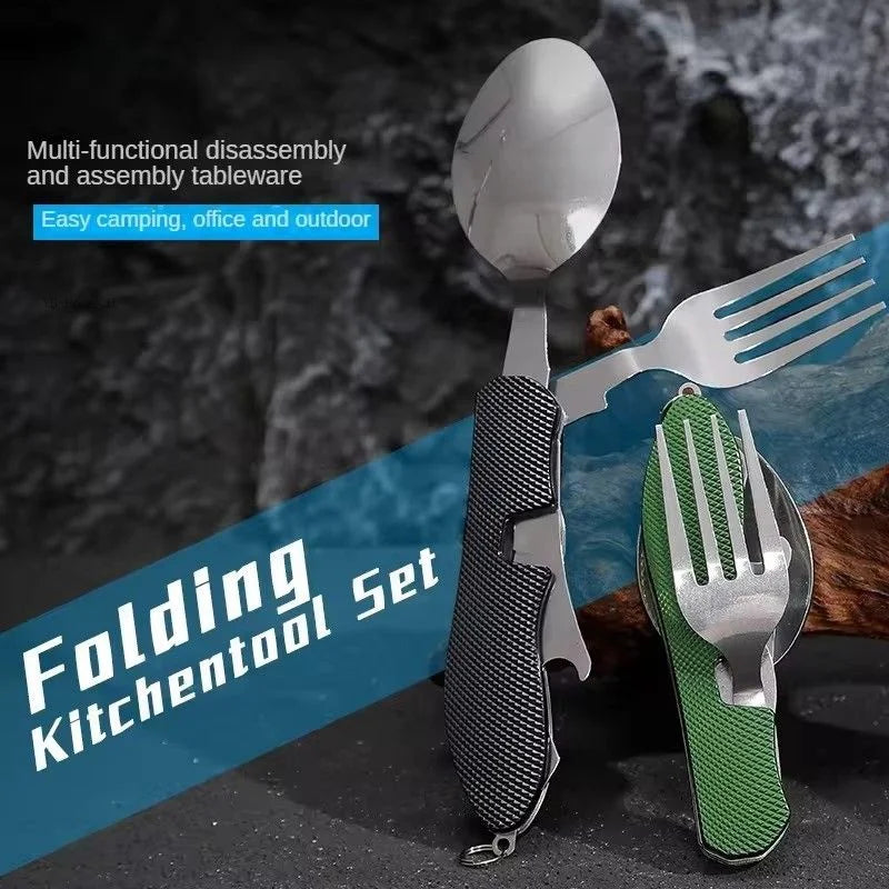 Multifunctional Camping Knife，Spork，Remove Folding Knife，Fork and spoon，Convenient Outdoor Tableware，Suitable for Camping