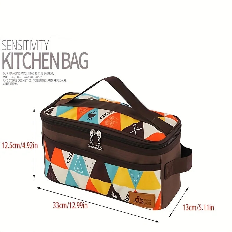 Camping Travel Cooking Utensils Storage Bag, Travel Bag, Portable BBQ Camping Cookware Kitchen Toolkit