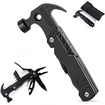 Outdoor Multi-Function Claw Hammer Pliers Camping Nail Multi-Purpose Folding Tool Wrench, Survival  Mini Hammer Hand Tools