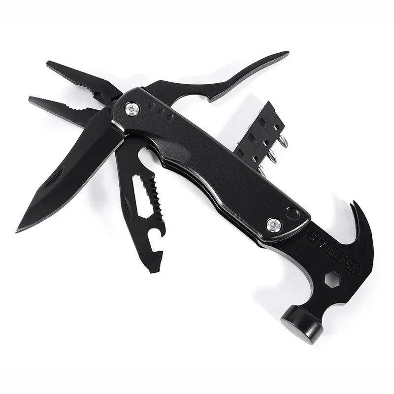 Outdoor Multi-Function Claw Hammer Pliers Camping Nail Multi-Purpose Folding Tool Wrench, Survival  Mini Hammer Hand Tools