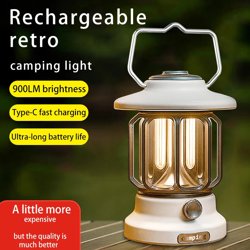 Camping lights  Portable Camping Light  Rechargeable lamp Retro style lamp Dimmable Suitable for picnics, hiking and camping